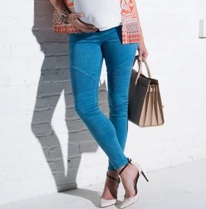 Moto Style Maternity Preggo Leggings - blue